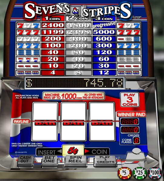 Sevens and Stripes - $10 No Deposit Casino Bonus